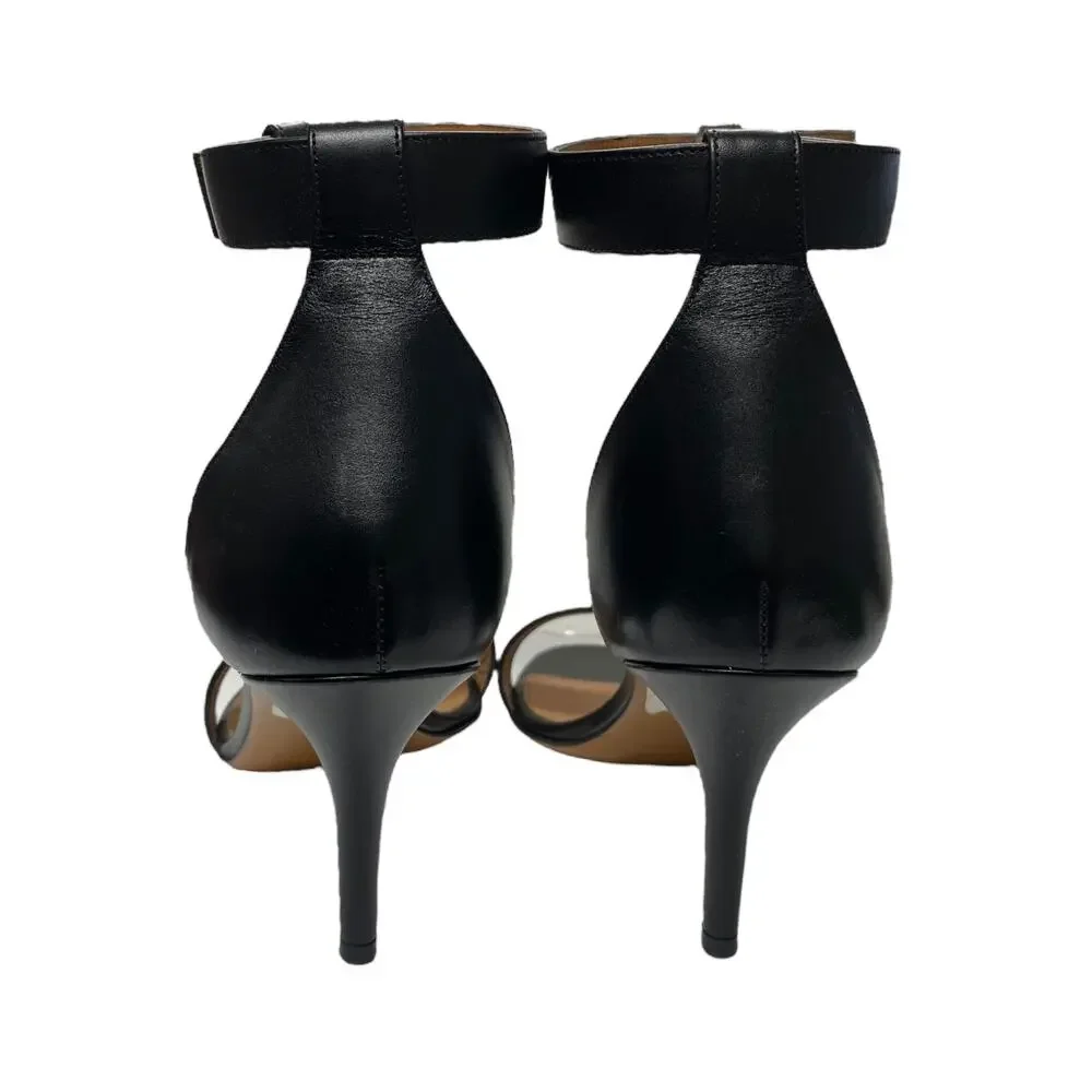 Givenchy Paris Womens Size 39 Black Leather Ankle Strap Heel Sandals